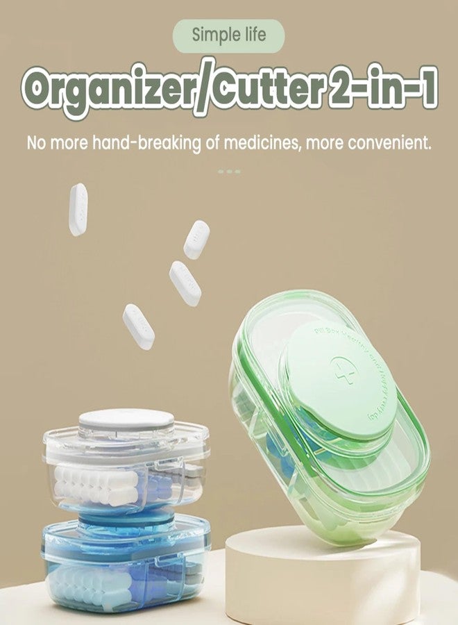 AUGEN Multifunctional Pill Cutter, Portable Pill Cutter and Organizer, Portable Pretty Tablet Cutter, Pill Splitter with Storage Compartment for Pills, Tablets and Medicine (Green) - Image 3